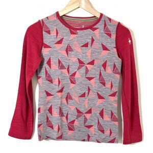 Smartwool Merino 250 Kids XL Long Sleeve Wool Base Layer Shirt Red Triangles Geo